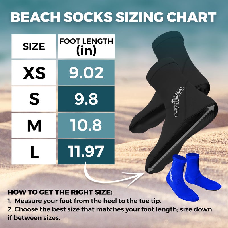 Nordic Essentials Beach Socks - Sand sports - Volleyball, Soccer, Snorkeling - Kids, Women, Men 1 Yr Warranty (4, Black + Blue, Medium) - Image 2